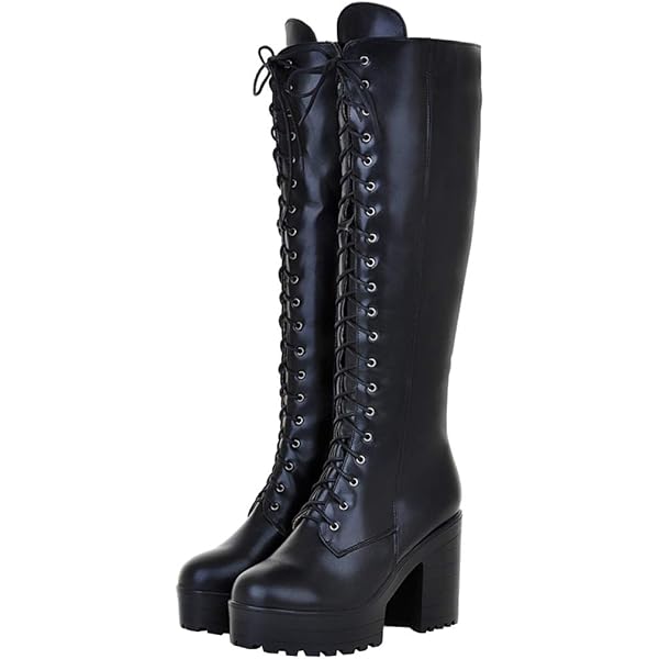 靴 Y's SMOOTH LEATHER PLATFORM ZIP UP BOOTS Amazon.com: Julymens Women's Punk High Chunky Heel Knee