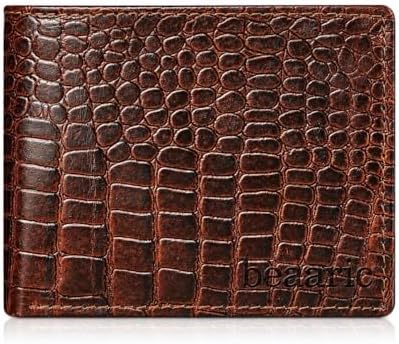 Crocodile Alligator Head Real Leather Men Bifold Slim Coin bill