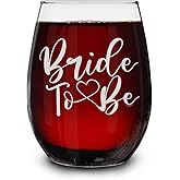 shop4ever Bride To Be Laser Engraved Stemless Wine Glass 15 oz. Engagement Bridal Gift