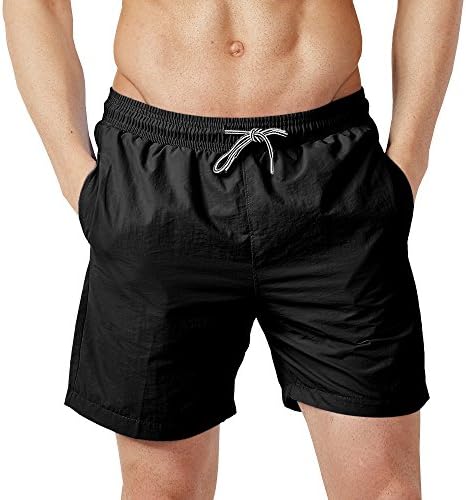 Dyorigin Boardshorts for Men Quick Dry Men's Swim Trunks with Mesh Lining (Black, XXL)