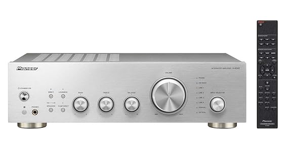 Pioneer A-40AE Vollverstärker (mit 2x 60 W, mit neuer Direct Energy Konstruktion und MM-Phono- und Digitaleingang) Silber