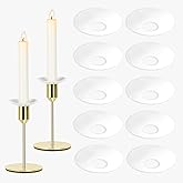 12 Pcs Metal Candle Wax Catcher Plates - Round Candle Rings for Tapers - Drip Guard for Wedding, Holiday, Party, Church (12, White)