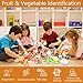 Play Food Set for Kids 40Pcs Pretend Cutting Fruits Food Playset Kitchen Cooking Sets Toys for Educational Learning Fake Plastic Foods for Toddlers Kids Girls Boys Inspiring Imagination with Apron Hat