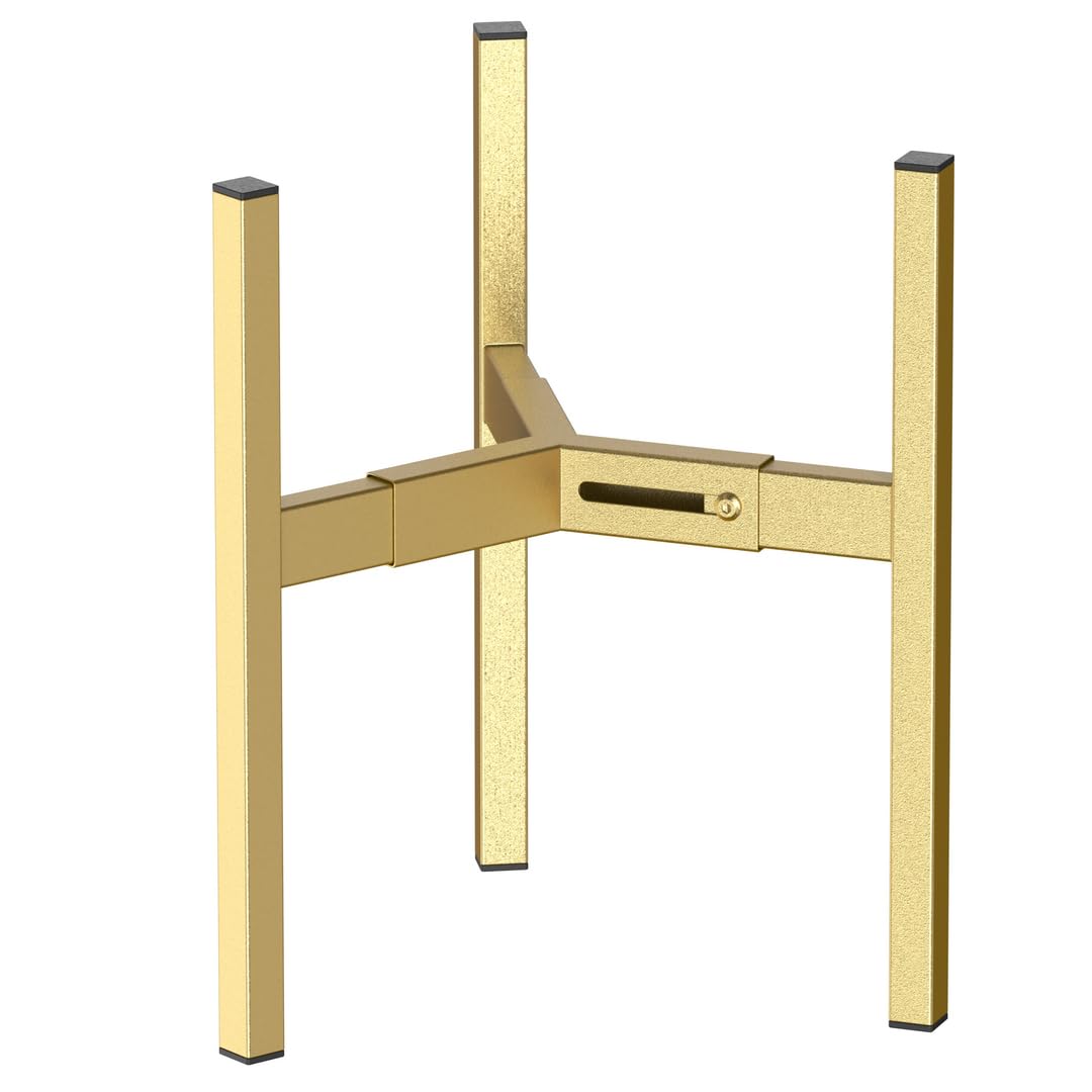 View 1 of BSTMAI Metal Plant Stand, Adjustable Size Fits 10 12 13 14 15 16 Inches Large Planter Pot,Mid Century Expandable Plant Holder Indoor Outdoor Corner (HeavyGold-III, Fits all pots between 8" and 16")