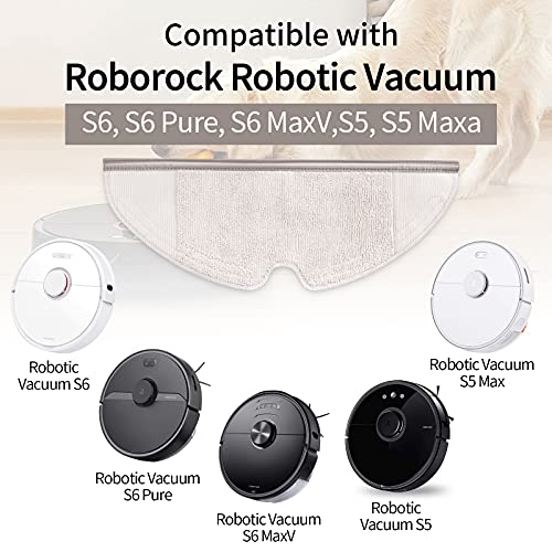 Vecukty 8 Chiffons pour Xiaomi Roborock S5 Max S6 Pure S6 MaxV S5 S50 S51 S55 S6, Serpillière pour Xiaomi Roborock E2 E3 E35 E4, Accessoires pour Xiaomi Aspirateur