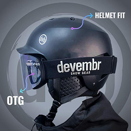 devembr OTG Ski Goggles PRO, Snowboard Goggles Anti-Fog, Magnet Interchangeable Lens, UV Protection, Helmet Compatible for Men & Women, Snow Goggles with Hard Case, Skiing Snowmobile Skating, VLT 18%