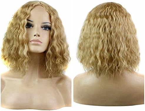 Leyee Afro Kinky Curly Wigs Fluffy Hair Synthetic Fiber Wigs for Black Women Short Hair 12inch (Pale Blonde(27-613#))