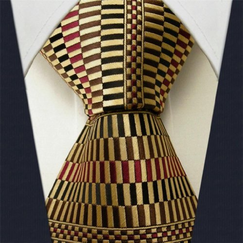 Intrepid Classic Corporate Elite Checked Pattern Men's Necktie Tie 100% Silk Jacquard Woven