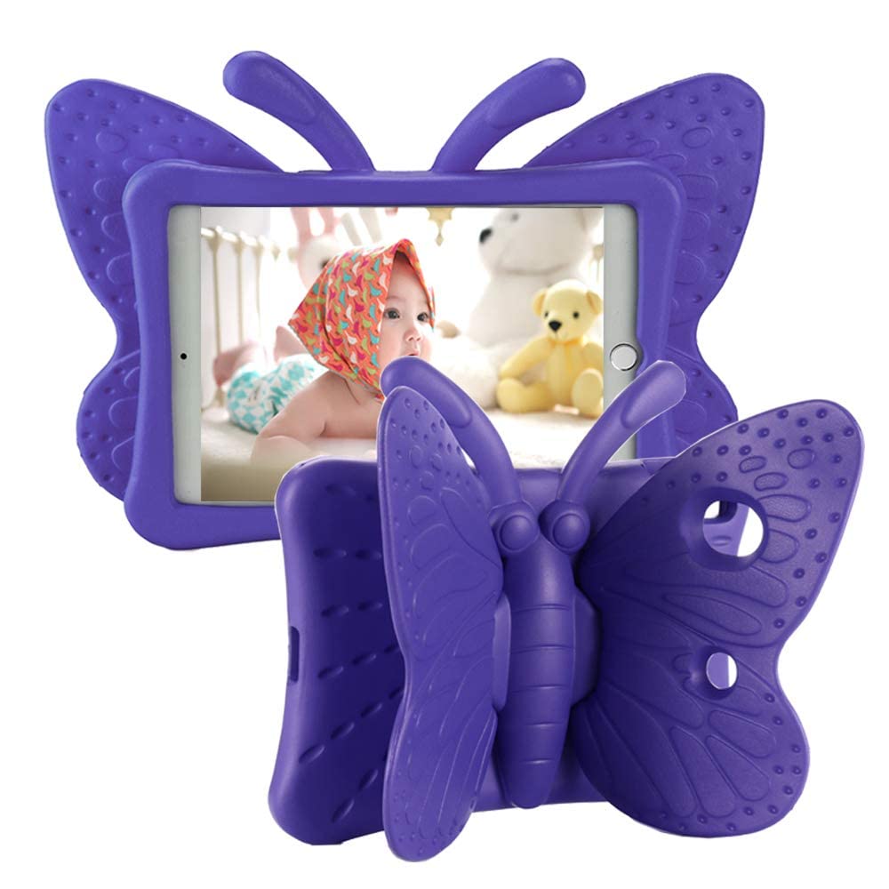 Photo 1 of Tading iPad 9th 8th 7th Generation Case Kids Girls, Cute Butterfly Shockproof EVA Foam Super Protection Stand Cover for iPad 2021 2020 2019 10.2" and iPad Air 3 Pro 10.5" - Purple
