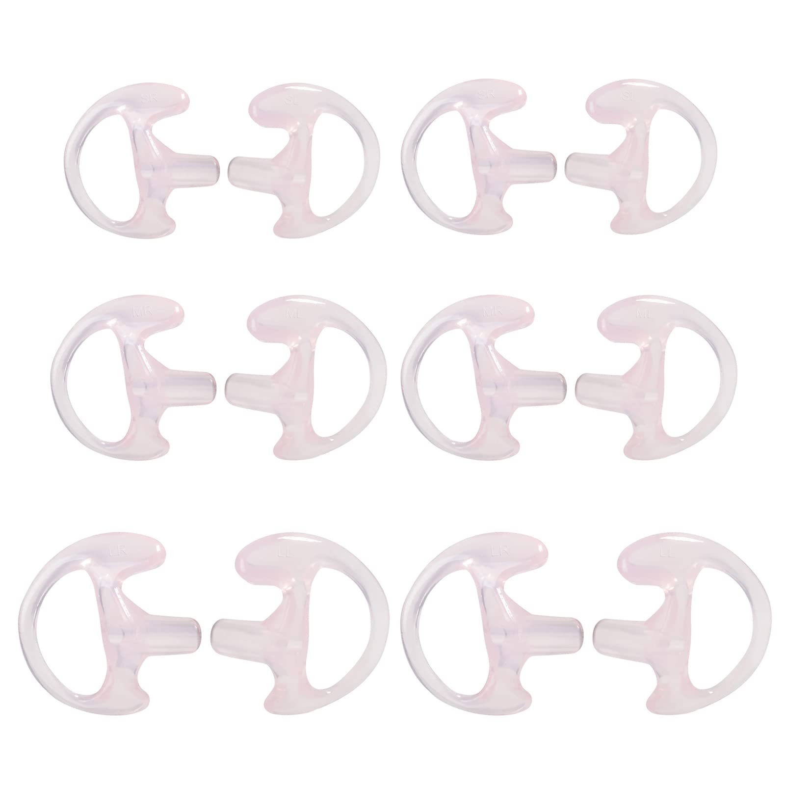 UAYESOK Replacement Earmold Soft Silicone Ear Buds Eartips for Motorola Kenwood Two Way Radio Air Acoustic Coil Tube Walkie Talkie Covert Earpiece Headset (SML*2, Pink1)