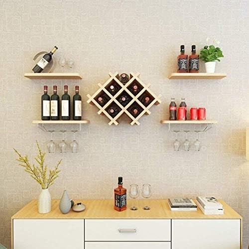MKKM Wine Racks Wine Shelf Wall Mount Bottle Holder Champagne Glass Storage Unit 4 Floating Shelves Bar Accessories Shelving