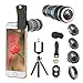 Phone Camera Lens, 4 in 1 12x Telephoto Lens Kit + 0.65x Wide Angle Lens & 15x Macro Lens + 180°Fisheye Lens, Clip-On Cell Phone Lens for iPhone 8 7 Plus 6s, Samsung Galaxy Note Smartphones