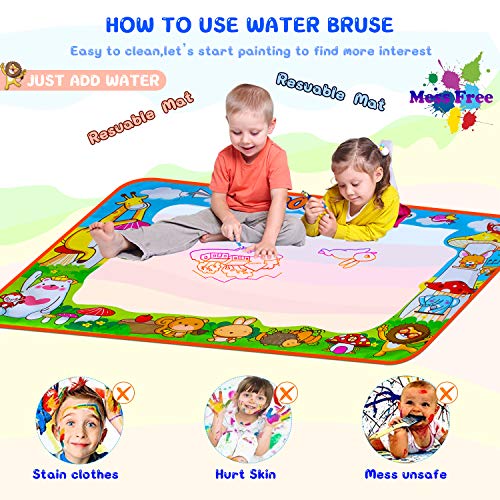 weird tails Water Doodle Mat for Kids - Animal Aqua Magic Drawing Toys - Coloring Painting Educational Writing Mats The Best Gift for Boys and Girls Age 2 3 4 5 6