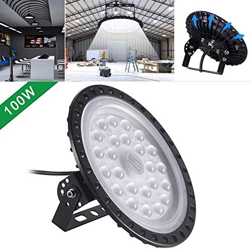 100W UFO LED High Bay Lights, 10000 Lumen 6000-6500K Warehouse LED Lights, 6.2 Inches Waterproof Dustproof Ultra Thin Garage Led Light, Led Shop Lights for Garage Factory(White Light)
