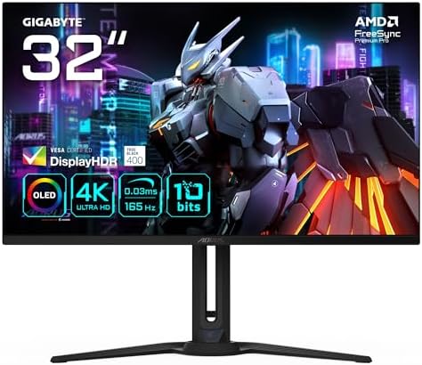 GIGABYTE AORUS FO32U 31,5” Monitor de Juegos UHD - 3840 x 2160 (UHD), 165Hz, 0,03ms, 250 CD/m², FreeSync Premium Pro, DisplayHDR True Black 400, HDMI 2.1, DisplayPort 1.4