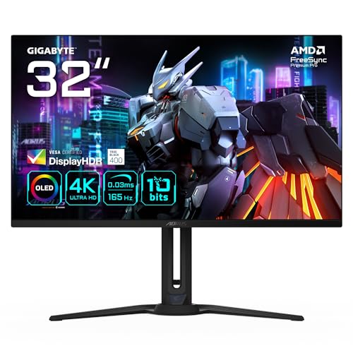 GIGABYTE AORUS FO32U 31,5” Monitor de Juegos UHD - 3840 x 2160 (UHD), 165Hz, 0,03ms, 250 CD/m², FreeSync Premium Pro, DisplayHDR True Black 400, HDMI 2.1, DisplayPort 1.4