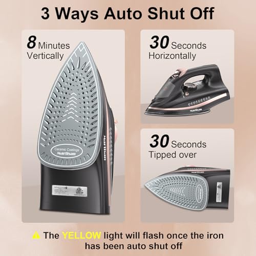 Martisan Cordless Iron for Clothes, 1600W, Wireless, Rapid Heating, Retractable Cord, Power Charging Base, Ceramic Soleplate, Auto-off, Anti-calc, Anti-drip, Self Clean