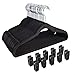 Finnhomy Heavy Duty 50 Pack Clothes Hangers with 10 Sturdy Multiple Use Finger Clips, Durable Slim-Line Velvet Hangers, Black