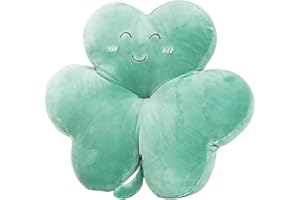 INOOMP Plush Clover Throw Pillow Cushion, Green Four-Leaf Clover Sofa Pillow, Decorative Plush Couch