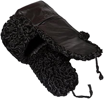 Ushanka companyAstrakhan Fur Karakul Sheepskin Ushanka. Genuine Leather top. Black.