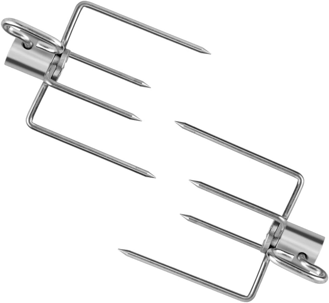 Skyflame Universal 304 Stainless Steel Rotisserie Meat Forks - Fits 1/2-Inch and 3/8-Inch Hexagon & 3/8-Inch and 5/16-Inch Square & 1/2-Inch Round Spit Rods