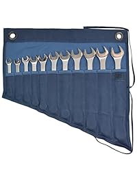 Llave de lienzo encerado rollo de herramientas 11 bolsillos para colgar almacenamiento para artesanos hecho a mano por Hide & Drink :: Azul Mar