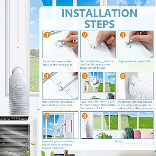 Portable Air Conditioner Window Kit for 5.1" Exhaust Hose, Window Seal