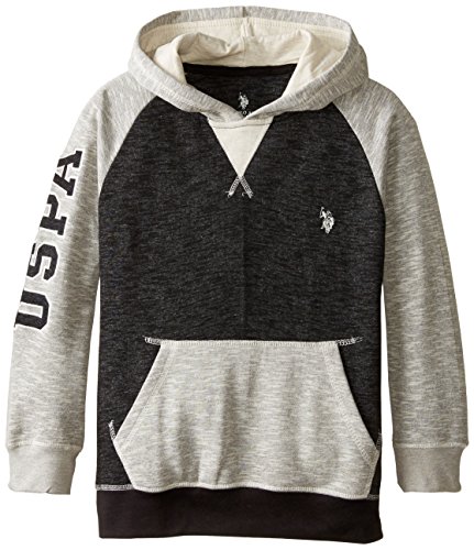 U.S. Polo Assn. Big Boys' French Terry Hooded Pullover, Black, 14/16