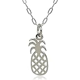 EnCharmed Sterling Silver Tiny Pineapple Charm Necklace, Tropical Fruit Pendant Jewelry, 18"
