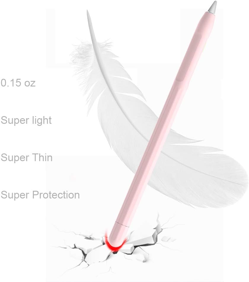 YINVA Apple Pencil Grip Skin Holder Cover Sleeve with Protective Nib Cover for iPad Pencil (1st Generation, Pink) - Image 4