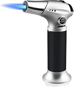 Semlos Butane Torch , Culinary Kitchen Torch Refillable Blow Torch Lighter with Safety Lock&Adjustable Flame for Cooking, BBQ, Creme Brulee, Soldering, DIY&Crafts (Butane Gas not Included)