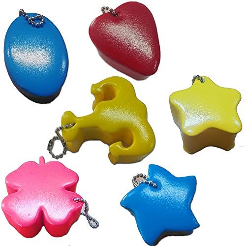 Hongwo 3 Pcs NBR Foam Floating Keychain Key Floats Marine Key Chain Key Ring for Boat, Fishing, Sailing with Stainless Ball Chain- Star, Heart, Flower Shaped