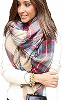 Wander Agio Women's Fashion Long Shawl Big Grid Winter Warm Lattice Large Scarf
