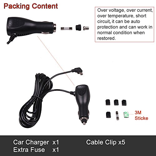 DVR Camera Car Truck Bus Cigarette Lighter Power USB Charger Adapter 3.5 Meters 14 Feet Extension Long Cable 12V 24V 3.5A for Phone GPS Tablet PDA DVR Recorder (Micro USB - Left Angle) by HitCar - Thumbnail 4