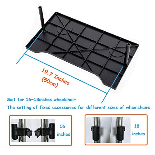 Wheelchair Lap Tray Table with Cup Holder Plastic Lap Tray Medical Portable Child Chair Tray Desk Accessories for Play Computer, Eating Snack, Reading (Suitable for 16-18 Inch Wheelchairs) (Black)