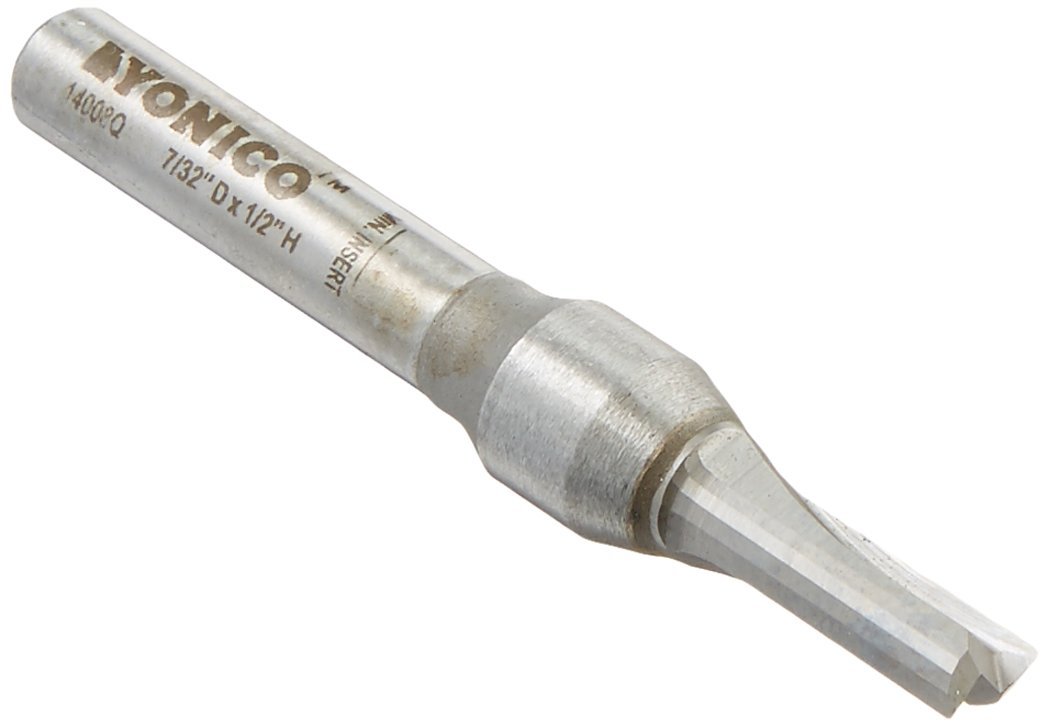 Yonico 14008q - Solid Carbide Insert Straight Router Bit, Cutting Diameter: 7/32", Cutting Length: 3/8" - 1/4" Shank