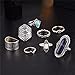 Susenstone 8PCS Vintage Women's Boho Crystal Flower Knuckle Ring Tibetan Turkish (Black)