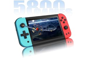 CREDEVZONE X51 Handheld Game Console 5.0 inch Pro Retro Games Consoles Classic Video Games Built-in Preinstalled Rechargeable Battery Portable Style Gaming Consoles 64GB Blue Red