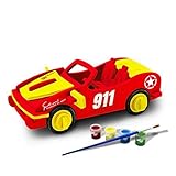 Bfun Woodcraft 3D Puzzle Assemble and Paint DIY Toy Kit, Racing car