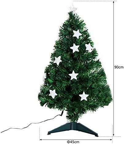 Albero Di Natale 90 Cm.Homcom Albero Di Natale Artificiale Con 90 Rami In Pvc E Fibra Ottica 12 Led F45 X 90cm Amazon It Casa E Cucina