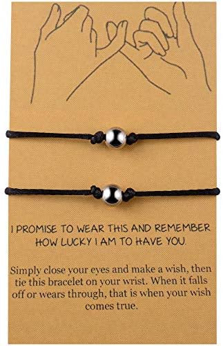 BOCHOI Distance Bracelets/Anklets for Best Friend Couples Friendship Bracelet Adjustable Waterproof Handmade Cord Relationship Bracelets for 2, Pinky Promise for Him and Her, Girlfriend Boyfriend
