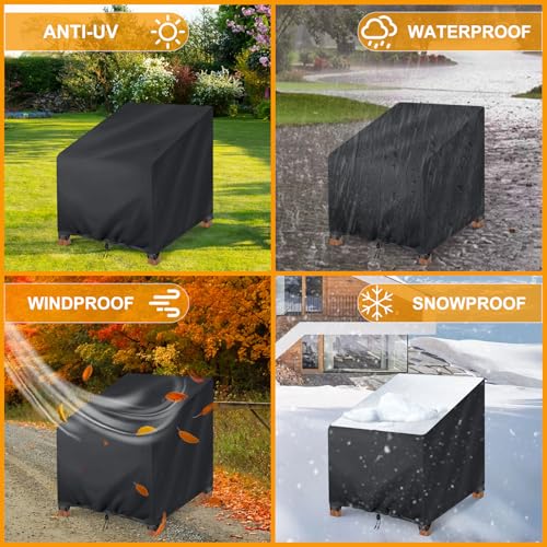 Kipiea 600D Patio Chair Covers Waterproof Winter 2 Pack - Heavy Duty Lawn Outdoor Furniture Chair Covers with Anti UV and No Tears, No Fading (35"W x 35"D x 31"H）