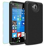 Microsoft Lumia 650 Case, INNOVAA Anti-Slip Shockproof Soft Silicone Dual-Layer Durable Armor Case W/ Free Screen Protector & Touch Screen Stylus Pen - Black