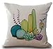 Fresh and Colorful Hand-Painted Potted Succulents Cactus Home Cotton Linen Throw Pillow Case Personalized Cushion Cover New Home Office Decorative Square 18 X 18 Inches