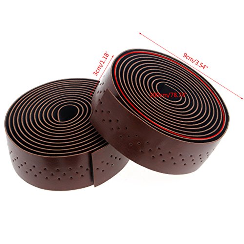 ULKEME 2x Bike Cycling Road Bike Sports Handlebar Tape Faux Leather Wrap +2 Bar Plug