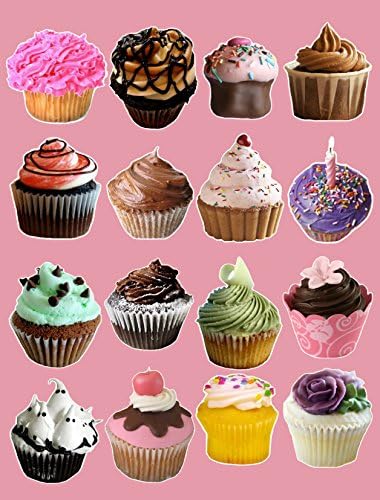 Cute Cupcakes Removable Repositionable Wall Decal Stickers 16 Piece Set