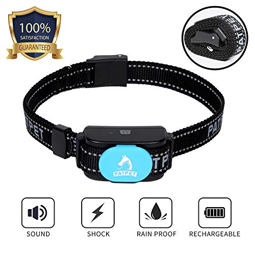 PATPET Dog Bark Collar Safe Shock Rechargeable Anti Stop Barking Collar