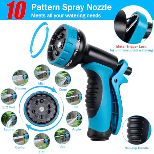 30 m Expandable Garden Hose with 1/2 Inch and 3/4 Inch Adapter, 10 Functions Spray Gun, Bracket, Garden Irrigation, Cleaning Gardening, Car Washing