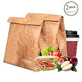 LINXIN Tyvek Lunch Bag pack of 2, Eco Waterproof Reusable Lunch Box,Tyvek Leakproof Insulated Brown Paper Bags with Durable, Easy to Clean for Work/School/Picnic(6L)