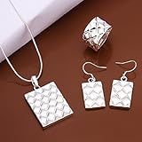 Hot Sale Wedding Fashion 925 Silver Plated Jewelry Set Necklace Hook Earing Ring With Pineapple Pattern